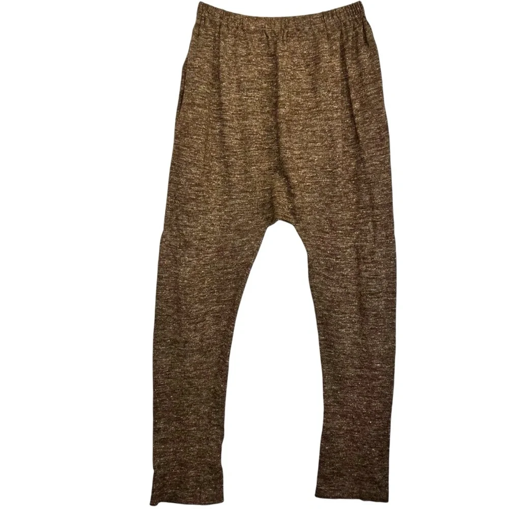 Lauren Manoogian Alpaca Linen Blend Knit Arch Pants in Brown Cream Women Small - Picture 2 of 7